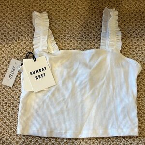 Aritzia Sunday Best white cropped tank